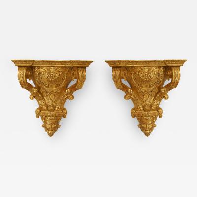 Pair of French Regence Gilt Wall Shelves