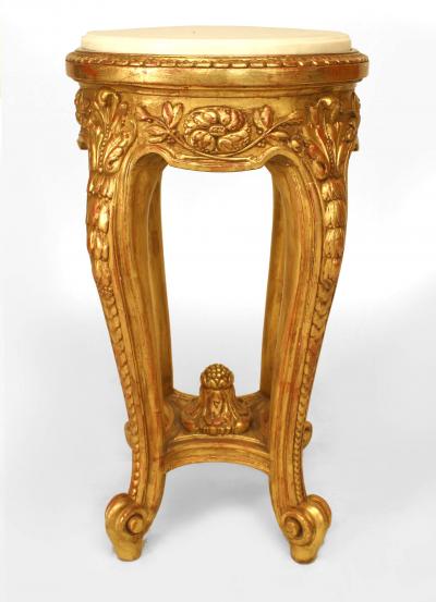 Pair of French Regence Gilt and Marble Top End Tables