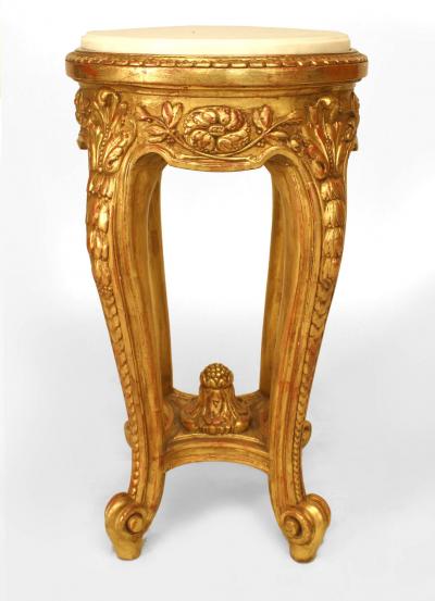 Pair of French Regence Gilt and Marble Top End Tables