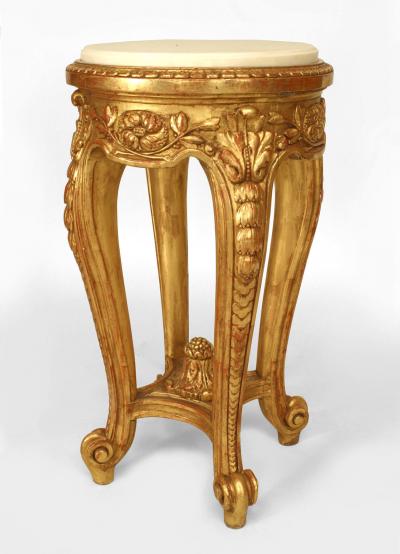Pair of French Regence Gilt and Marble Top End Tables