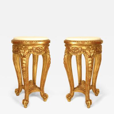 Pair of French Regence Gilt and Marble Top End Tables