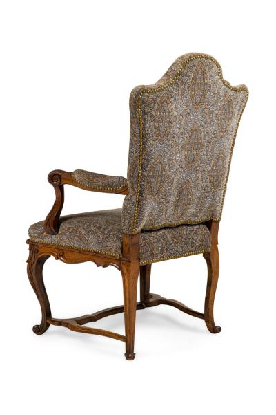 Pair of French Regence Grey Upholstered Armchairs