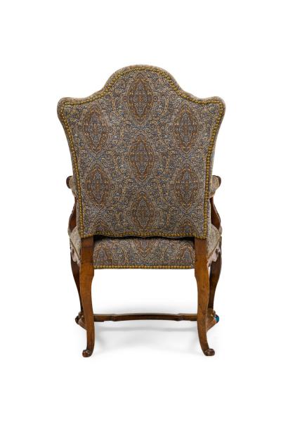 Pair of French Regence Grey Upholstered Armchairs
