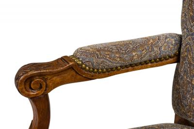 Pair of French Regence Grey Upholstered Armchairs