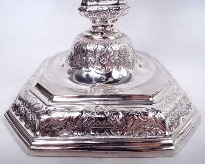 Pair of French Renaissance Revival Silver 5 Light Candelabra