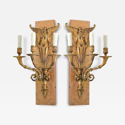 Pair of French Restauration Gilt Bronze Sconces
