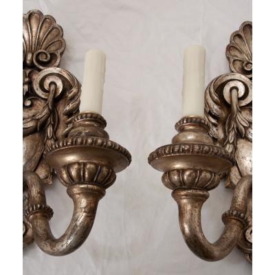 Pair of French Silver Gilt Wall Sconces