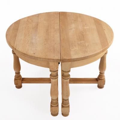 Pair of French Solid Oak Demilune Console Tables C 1950 