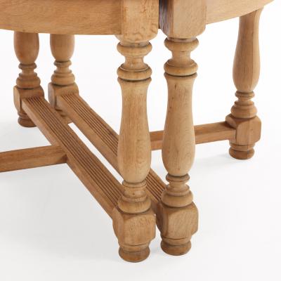 Pair of French Solid Oak Demilune Console Tables C 1950 
