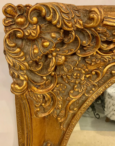 Pair of French Style Wall Console or Pier Mirrors Gilt Gesso and Wooden 
