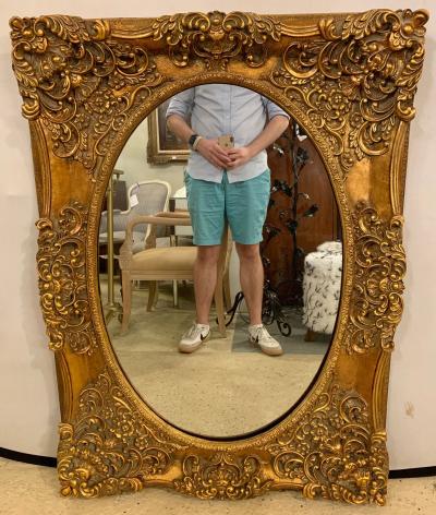 Pair of French Style Wall Console or Pier Mirrors Gilt Gesso and Wooden 