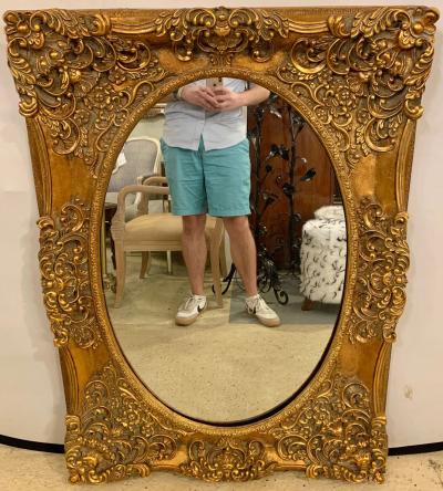 Pair of French Style Wall Console or Pier Mirrors Gilt Gesso and Wooden 
