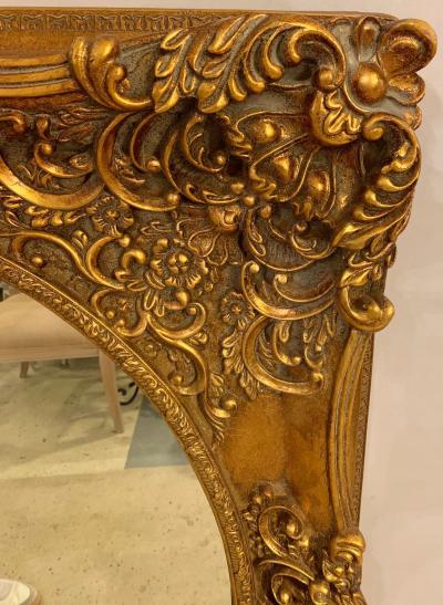 Pair of French Style Wall Console or Pier Mirrors Gilt Gesso and Wooden 