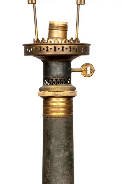 Pair of French Tole Columnar Table Lamps