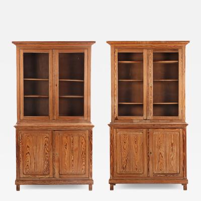 Pair of French Two Part Pitch Pine Cabinets C 1880