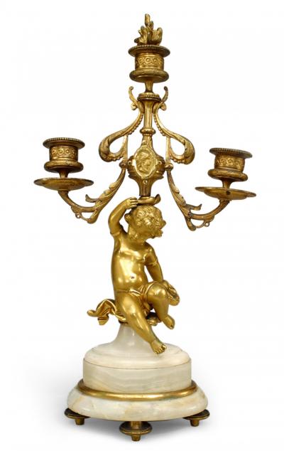 Pair of French Victorian Bronze Dore Candelabras
