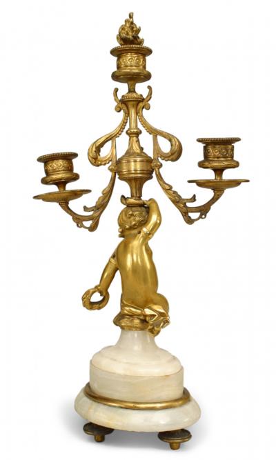 Pair of French Victorian Bronze Dore Candelabras