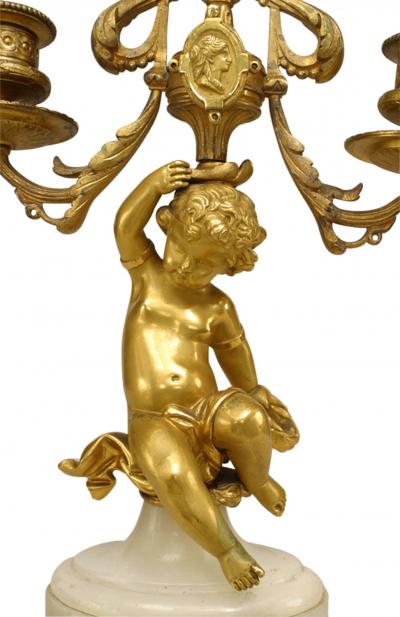 Pair of French Victorian Bronze Dore Candelabras