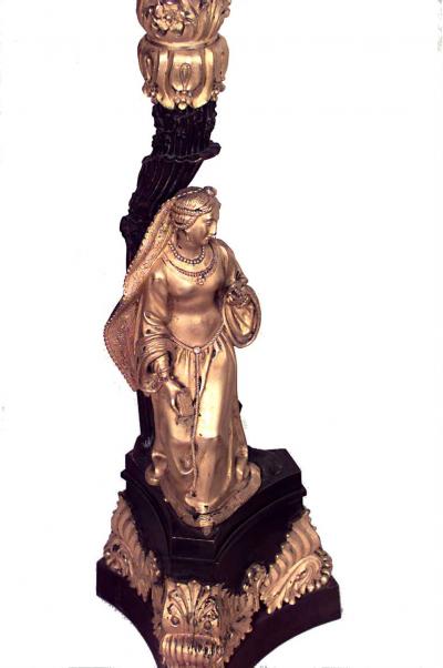Pair of French Victorian Bronze Dore Figural Candelabras