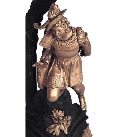 Pair of French Victorian Bronze Dore Figural Candelabras