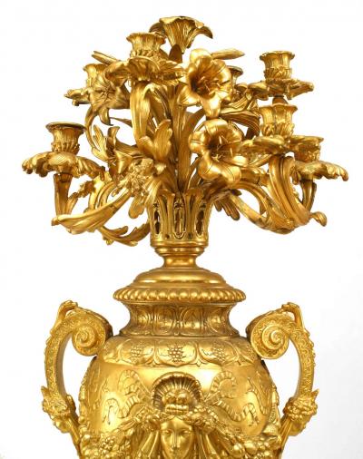 Pair of French Victorian Bronze Dore Urn Shaped Candelabras