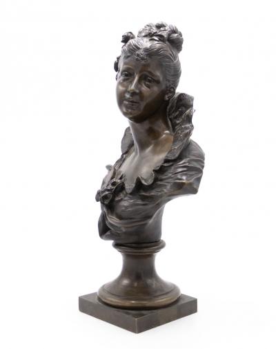 Pair of French Victorian Bronze Lady Busts