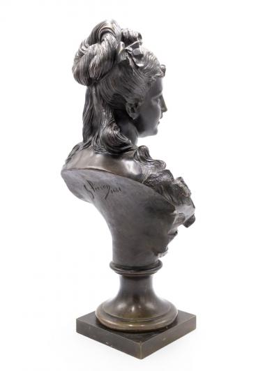 Pair of French Victorian Bronze Lady Busts