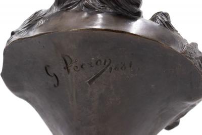 Pair of French Victorian Bronze Lady Busts