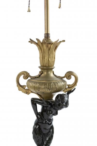 Pair of French Victorian Bronze and Onxy Table Lamps