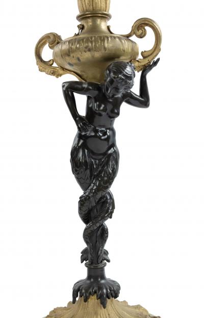 Pair of French Victorian Bronze and Onxy Table Lamps