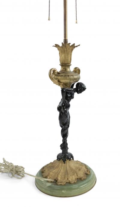 Pair of French Victorian Bronze and Onxy Table Lamps