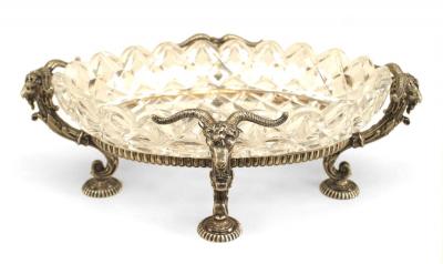 Pair of French Victorian Compotes with Silver Plated Rams Heads