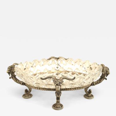 Pair of French Victorian Compotes with Silver Plated Rams Heads