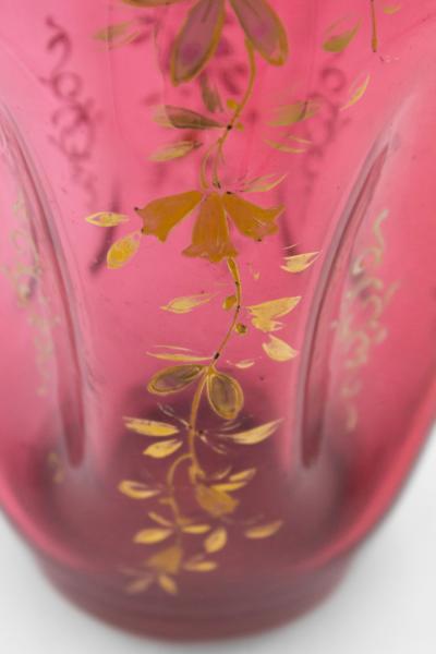 Pair of French Victorian Cranberry Glass Vases