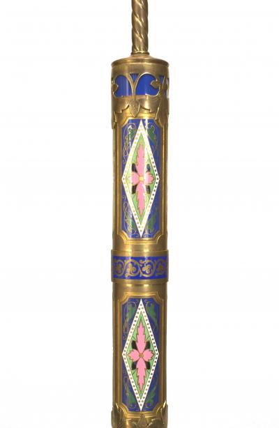 Pair of French Victorian Enamel Column Table Lamps