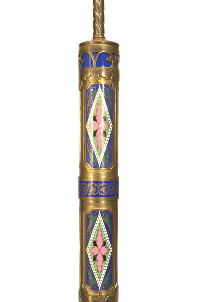 Pair of French Victorian Enamel Column Table Lamps