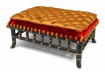 Pair of French Victorian Faux Bamboo Design Foot Stools