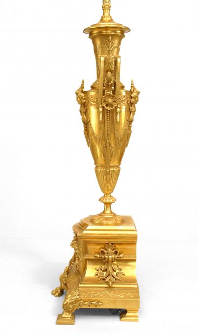 Pair of French Victorian Gilt Bronze Urn Lamps