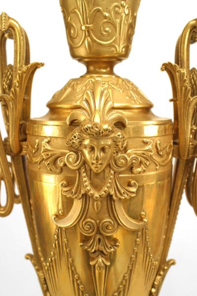 Pair of French Victorian Gilt Bronze Urn Lamps