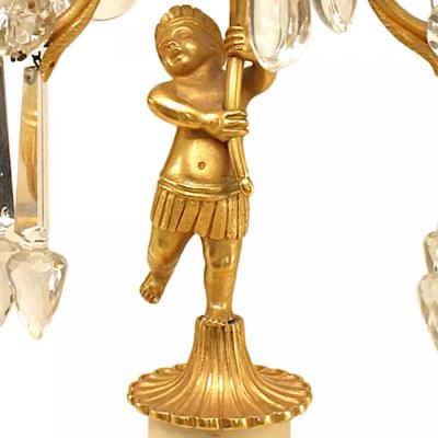 Pair of French Victorian Gilt Bronze and Crystal Candelabras