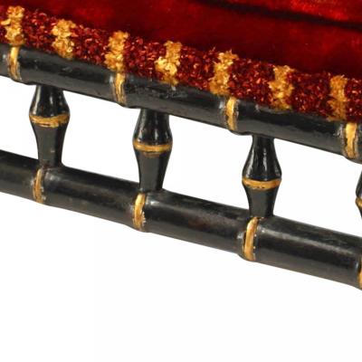 Pair of French Victorian Gold and Red Foot Stools
