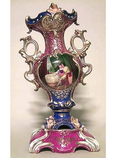 Pair of French Victorian Jacob Petit Style Porcelain Vases