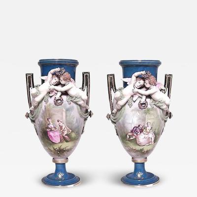 Pair of French Victorian Louis Phillipe Porcelain Vases