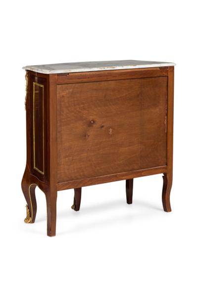 Pair of French Victorian Mahogany and Brass Marble Top Commodes