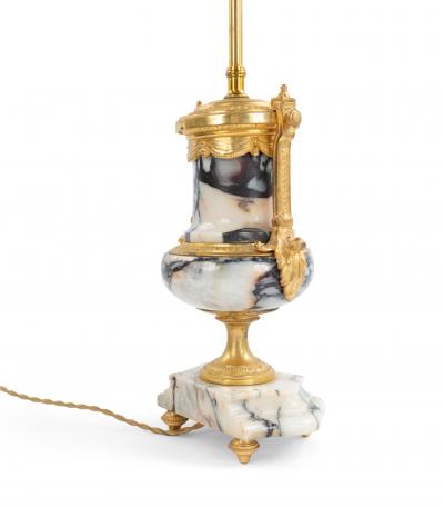 Pair of French Victorian Marble and Bronze Urn Table Lamps
