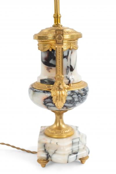 Pair of French Victorian Marble and Bronze Urn Table Lamps