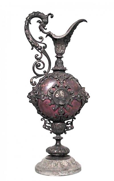Pair of French Victorian Metal Ewers