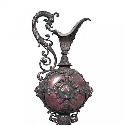Pair of French Victorian Metal Ewers