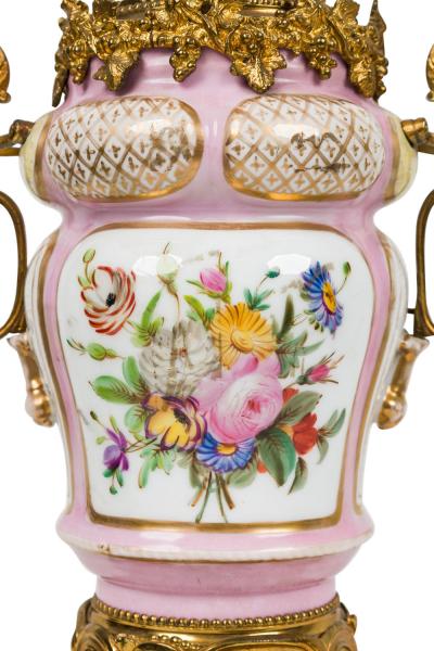 Pair of French Victorian Pink Sevres Porcelain Oil Lamps