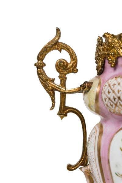 Pair of French Victorian Pink Sevres Porcelain Oil Lamps